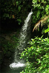 water falls on nature walk whilst on yacht vacation 